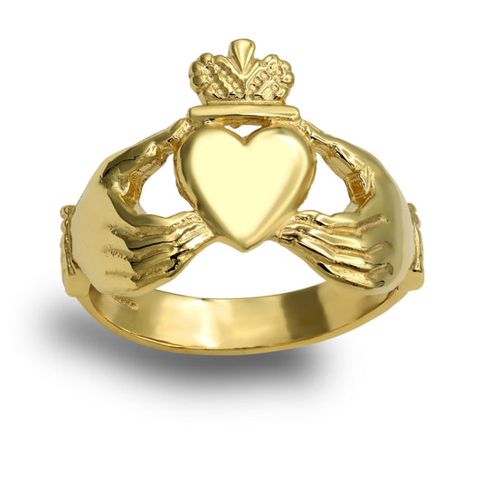 Mens Solid 9ct Gold Claddagh (Chladaigh) Ring - JRN104