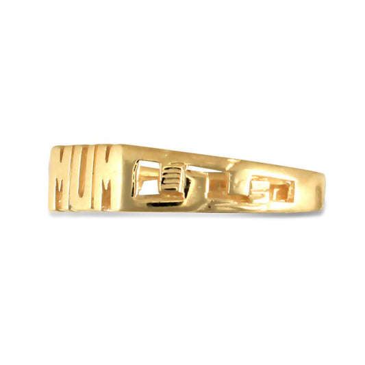 Ladies Solid 9ct Gold Curb Link Sides MUM Ring - JRN118A