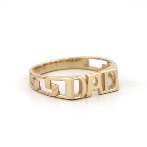 Mens Solid 9ct Gold Curb Link Sides DAD Ring - JRN126