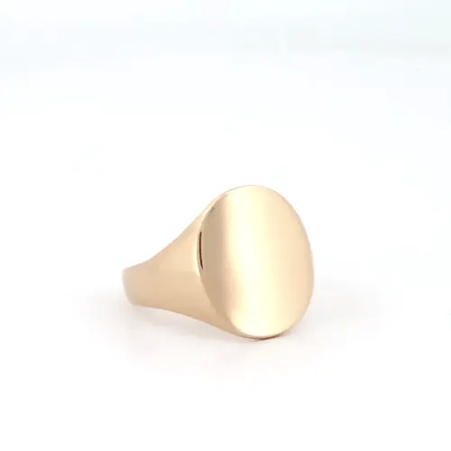 Mens Solid 9ct Gold Oval Signet Ring - JRN134