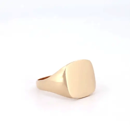 Mens Solid 9ct Gold Square Cushion Signet Ring - JRN136