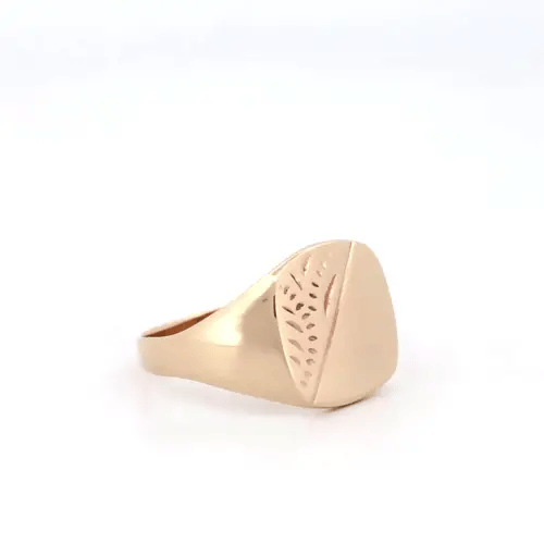 Mens 9ct Gold Diamond Cut Square Cushion Signet Ring - JRN137