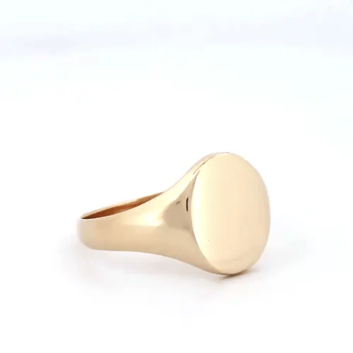 Mens Solid 9ct Gold Oval Signet Ring - JRN138
