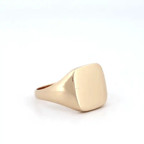 Mens Solid 9ct Gold Square Cushion Signet Ring - JRN140
