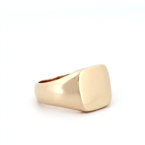 Mens Solid 9ct Gold Square Cushion Signet Ring - JRN148