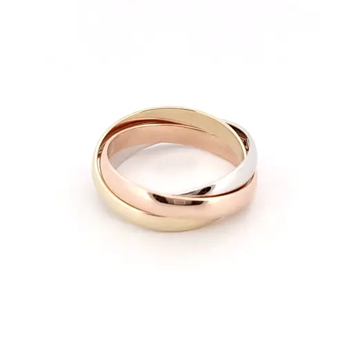 9ct 3-Colour Gold Interlocked 3mm Russian Wedding Ring - JRN156