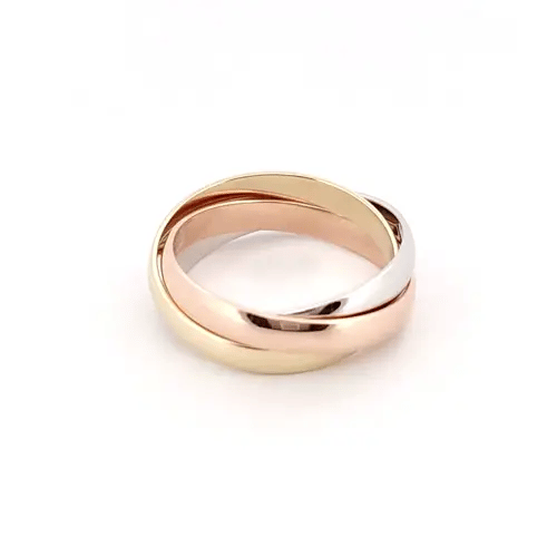 9ct 3-Colour Gold Interlocked 3mm Russian Wedding Love Bond Ring - JRN156