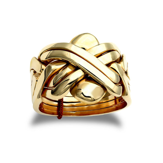 Mens Solid 9ct Gold 6 Piece Puzzle Ring - JRN160