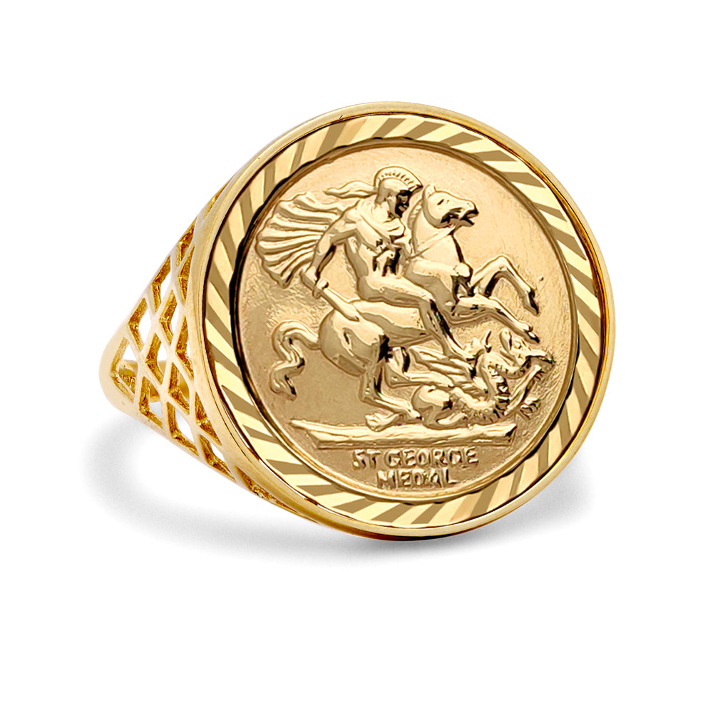 Men's st george hot sale gold rings