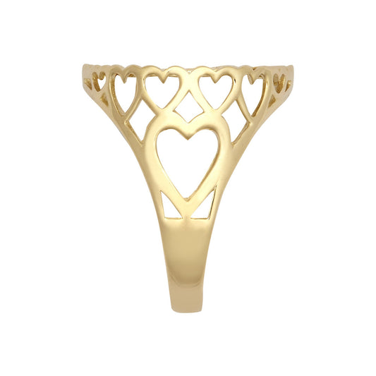9ct Gold Love Hearts 10th Oz Krugerrand Brittania Coin Mount Ring - JRN171-T