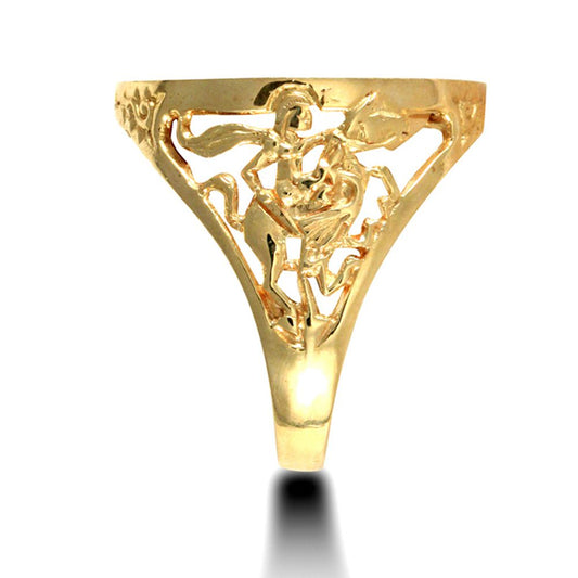 9ct Gold Dragon Slayer St George Ring (Half Sov Size) - JRN175-H