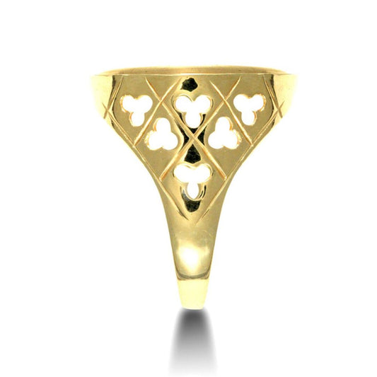 9ct Gold Clubs Clovers Full Sovereign Mount Ring - JRN177-F