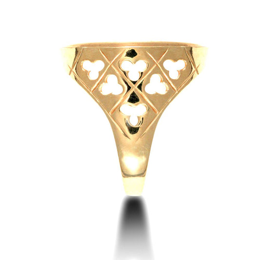 9ct Gold Clubs Clovers St George Ring (Half Sov Size) - JRN177-H