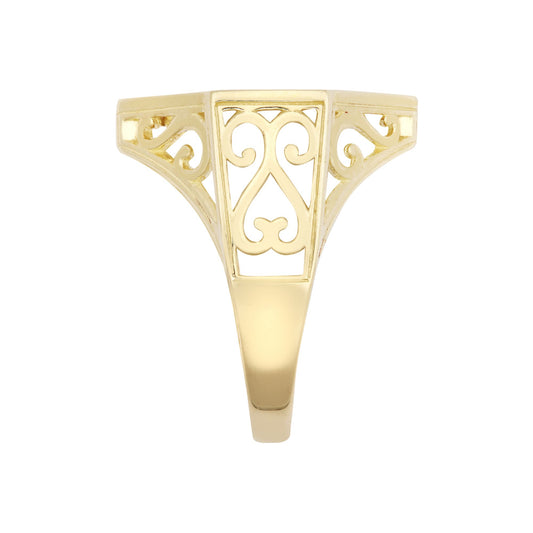 9ct Gold Octagon Scroll Half Sovereign Mount Ring - JRN179-H