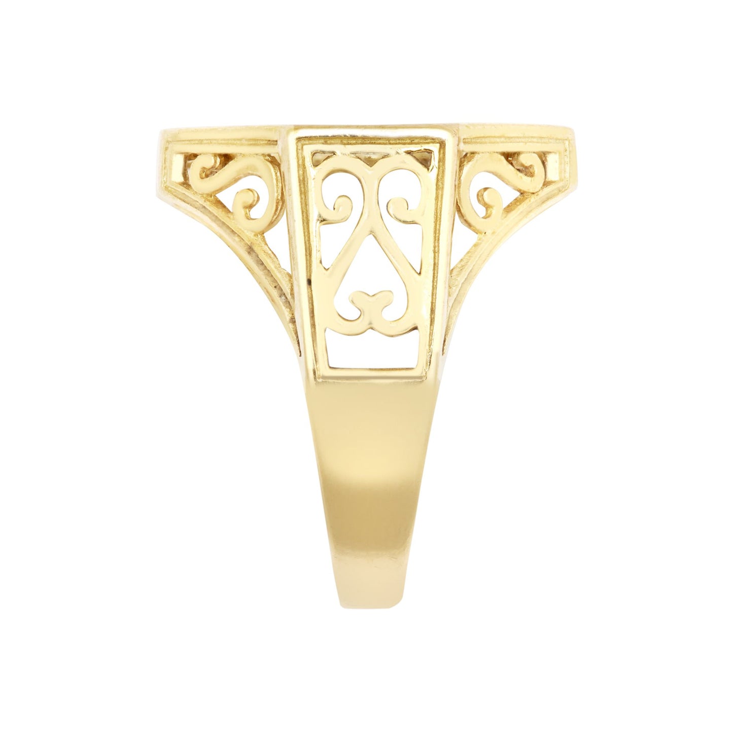 9ct Gold Octagon Quarter Sovereign Coin Mount Ring - Silver Cup - JRN179-Q