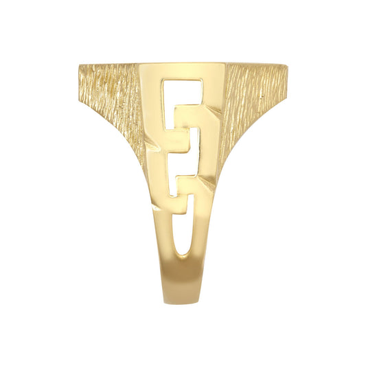 9ct Gold Curb Links Octagon Half Sovereign Mount Ring - JRN181-H