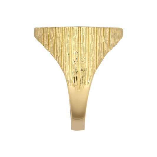 9ct Gold Ribbed Barked St George Ring (10th Ounce Coin Size) - JRN183-T