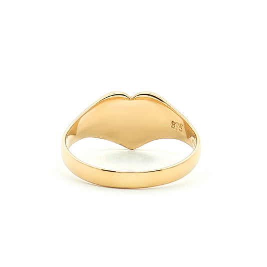 Ladies Solid 9ct Gold Diamond Cut Love Heart Signet Ring - JRN459