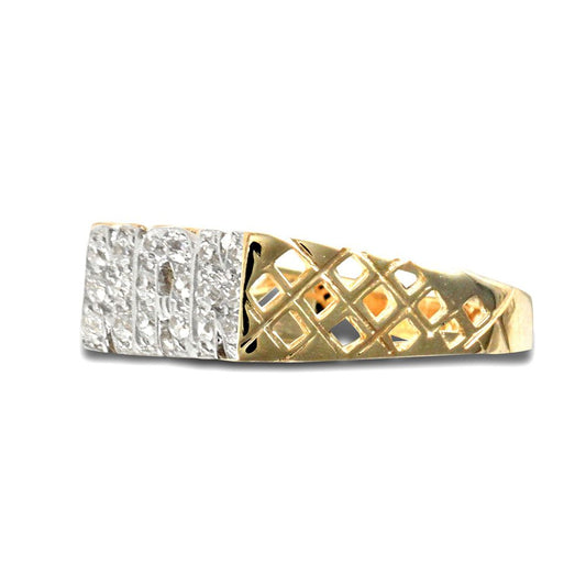 9ct Gold CZ Basket Sides Pave NAN Ring - JRN500