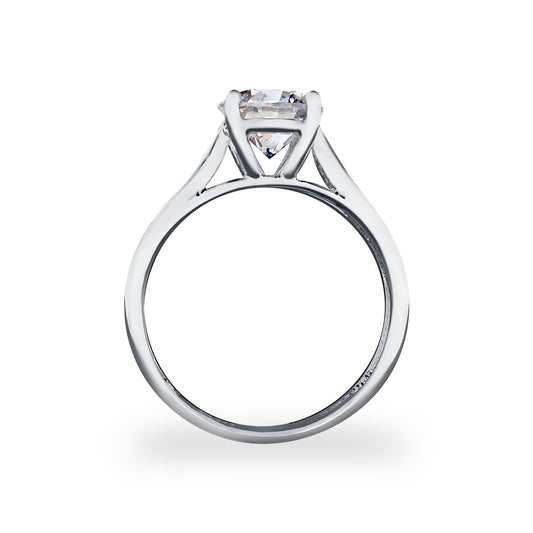 9ct White Gold CZ Solitaire Shoulder Set Engagement Ring 7mm 1.25cts - JRN511