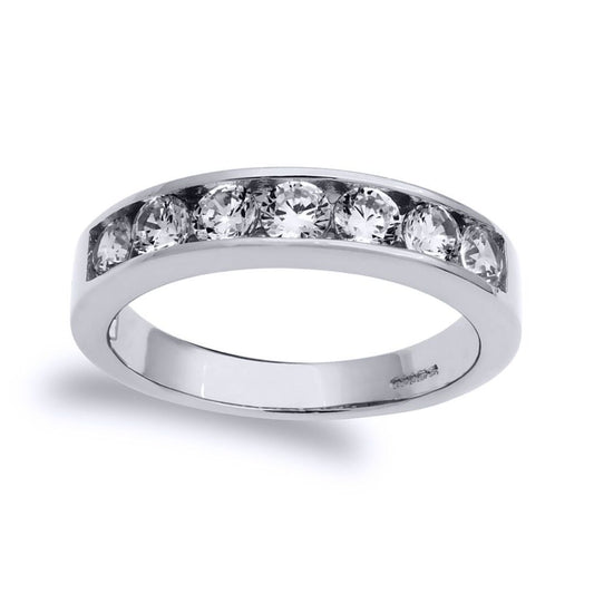 9ct White Gold CZ 7 Stone Eternity Ring - JRN528