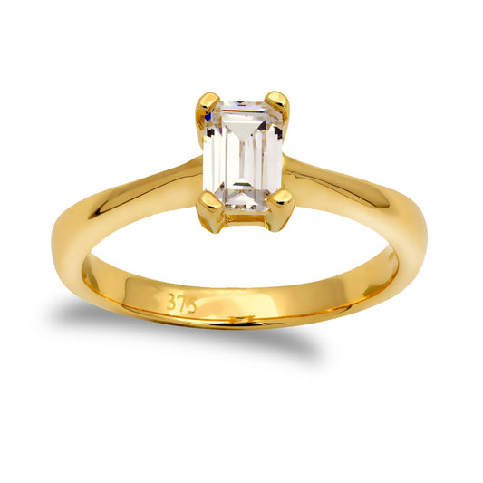 9ct Gold CZ Solitaire Engagement Ring - JRN532