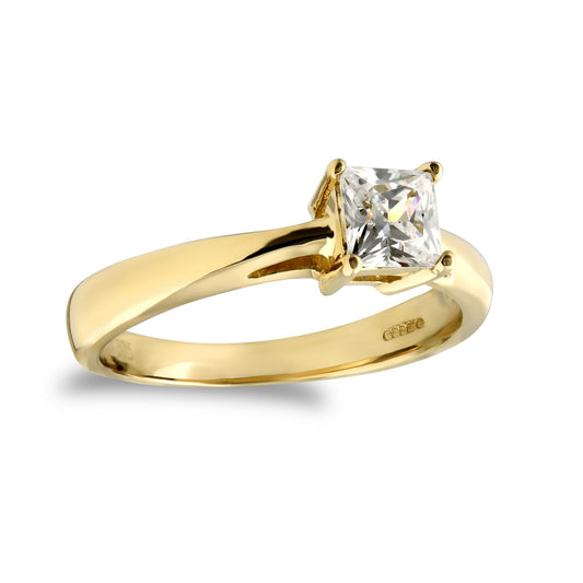 9ct Gold CZ Solitaire Engagement Ring - JRN533