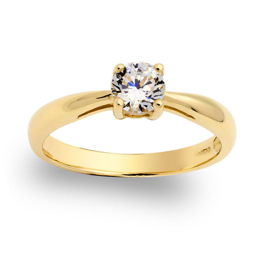 9ct Gold CZ Solitaire Engagement Ring - JRN534