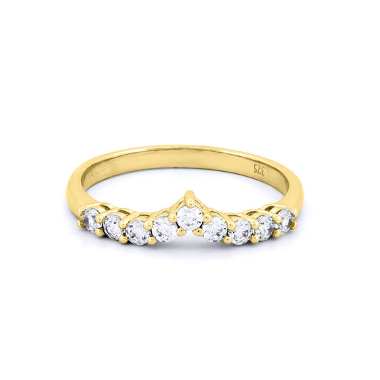9ct Gold CZ Wishbone Eternity Ring - JRN539