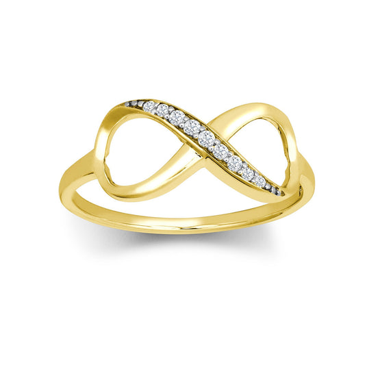 9ct Gold CZ Figure 8 Infinity Symbol 8mm Eternity Ring - JRN567