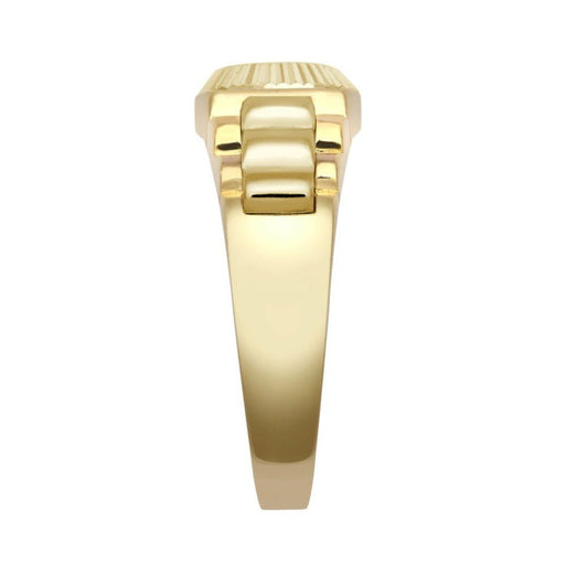 9ct Gold CZ Fluted Bezel Watch Strap Cluster Solitaire Ring - JRN572