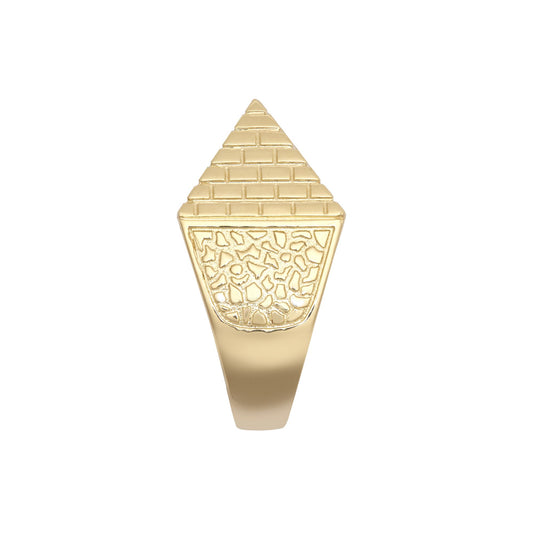 9ct Gold Egyptian Pyramid 1/2oz 20mm Signet Ring - JRN583