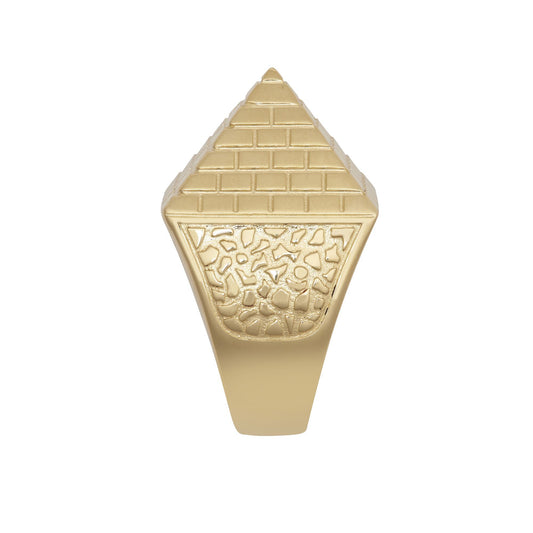 Men's Solid 9ct Gold Egyptian Pyramid 1oz 25mm Signet Ring - JRN584