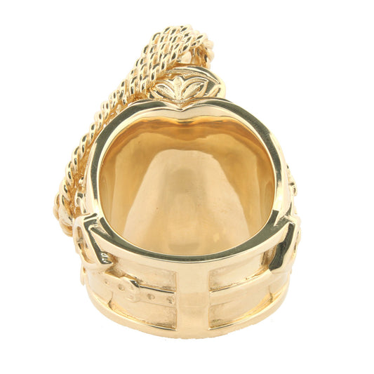 Men's 9ct Gold Rope Carved Equestrian Horse Saddle Ring, 2½oz - JRN586