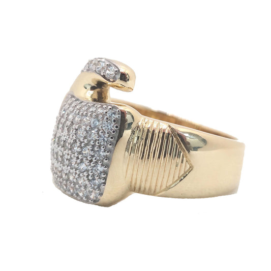 Men's 9ct Gold CZ Thumbs Up MMA Sparring Boxing Glove Ring - JRN589