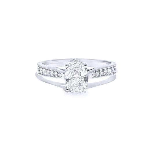9ct White Gold Oval Lab Created Diamond Travel Ring 1.00CT - LABJRN600
