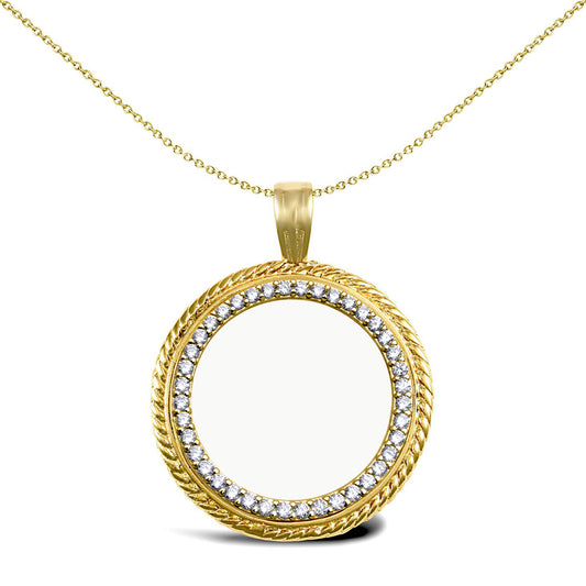 9ct Gold Rope Frame Half Sovereign Coin Mount Pendant CZ Bezel - JSP001-H