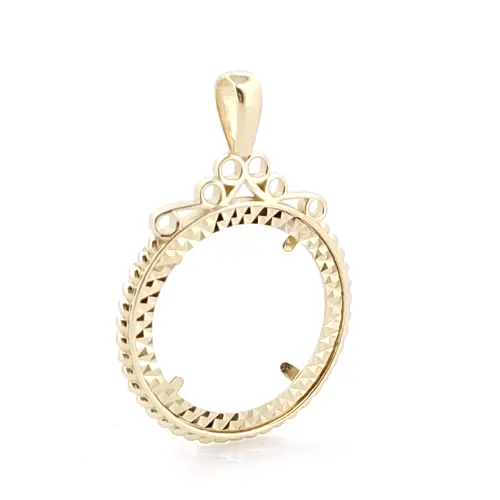 9ct Gold Rope Edge Scroll Top Full Sovereign Coin Mount Pendant - JSP002-F