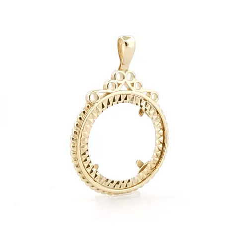 9ct Gold Rope Edge Scroll Top Half Sovereign Coin Mount Pendant - JSP002-H