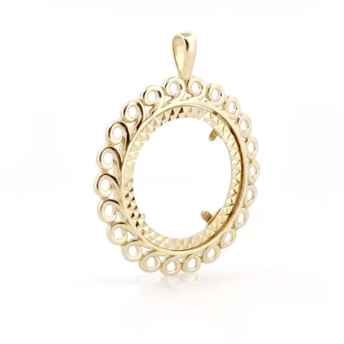 9ct Gold Loop Spiral Frame Full Sovereign Coin Mount Pendant - JSP008-F