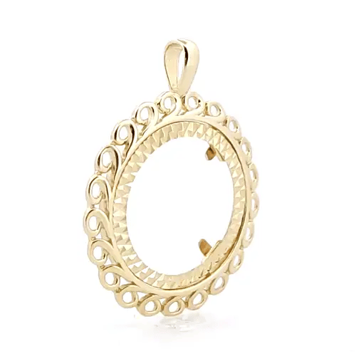 9ct Gold Loop Spiral Frame Half Sovereign Coin Mount Pendant - JSP008-H