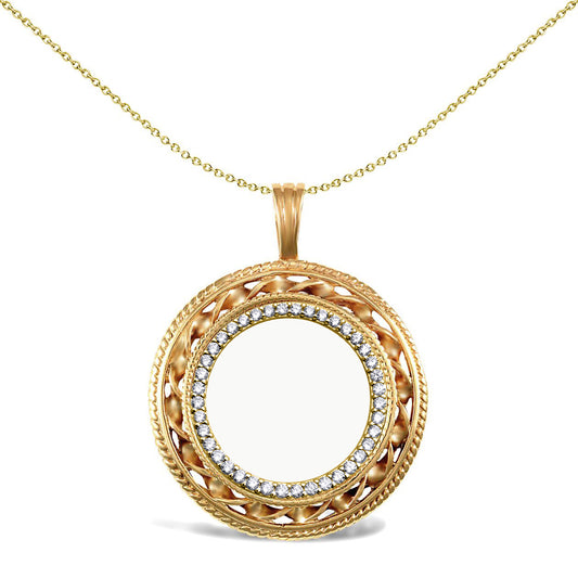 9ct Gold Rope Twist Half Sovereign Coin Mount Pendant CZ Bezel - JSP011-H