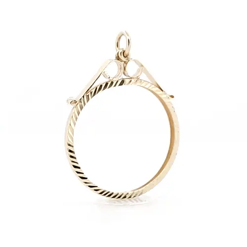 9ct Gold Diamond Cut Scroll Top Full Sovereign Coin Mount Pendant - JSP021-F