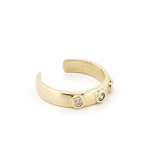 9ct Gold CZ Bubble Bezel Trilogy Band Toe Ring - JTR009
