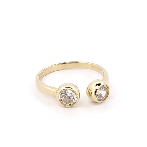 9ct Gold CZ Bubble Bezel Duology Torque Toe Ring 5mm - JTR011