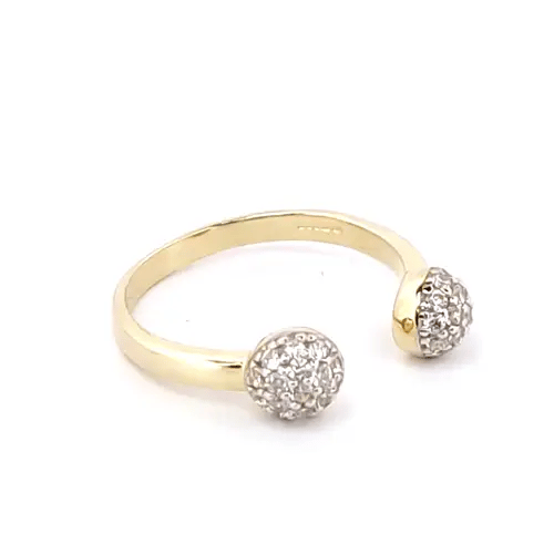 9ct Gold CZ Cluster Dome Torque Toe Ring - JTR012