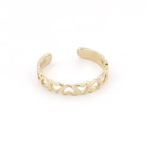 9ct Gold Cut Out Love Hearts Inversion Pattern Toe Ring - JTR015