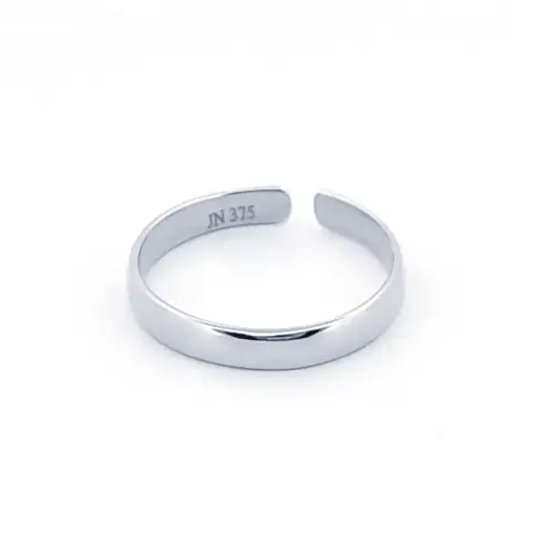 9ct White Gold Elegant Minimalist D-Shape Band Toe Ring 2.5mm - JTR019