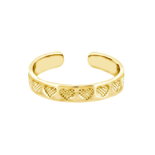 9ct Gold Crosshatch Lattice Love Hearts Toe Ring - JTR021