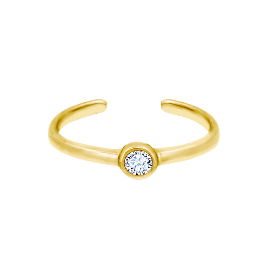 9ct Gold CZ Bubble Donut Solitaire Toe Ring - JTR028